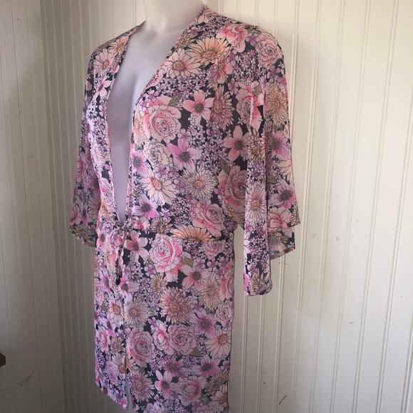 SANCTUARY Retail $85 Petal Pusher Floral Tie Caftan Swim Cover Up Size Med - Picture 3 of 5